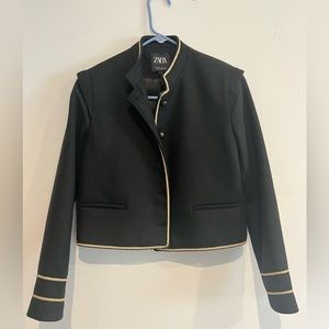 COPY - ZARA Cropped Jacket With Gold Details